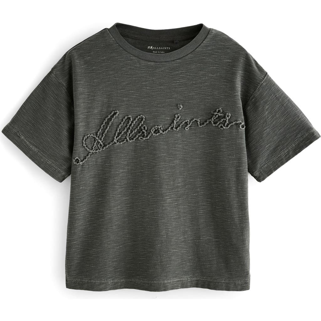Smallsaints By Allsaints Kids' Logo Embroidered Cotton Graphic T-shirt In Grey