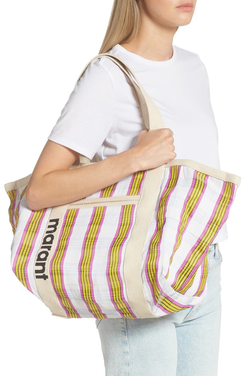 Isabel Marant Darwen Jacquard Stripe Nylon Tote, Alternate, color,