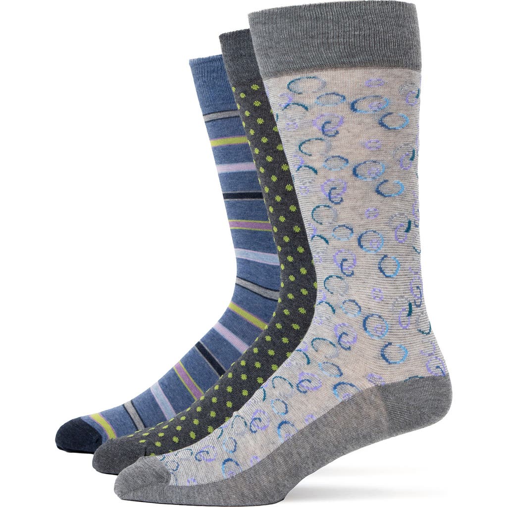 Lorenzo Uomo Assorted 3-pack Crew Socks In Multi