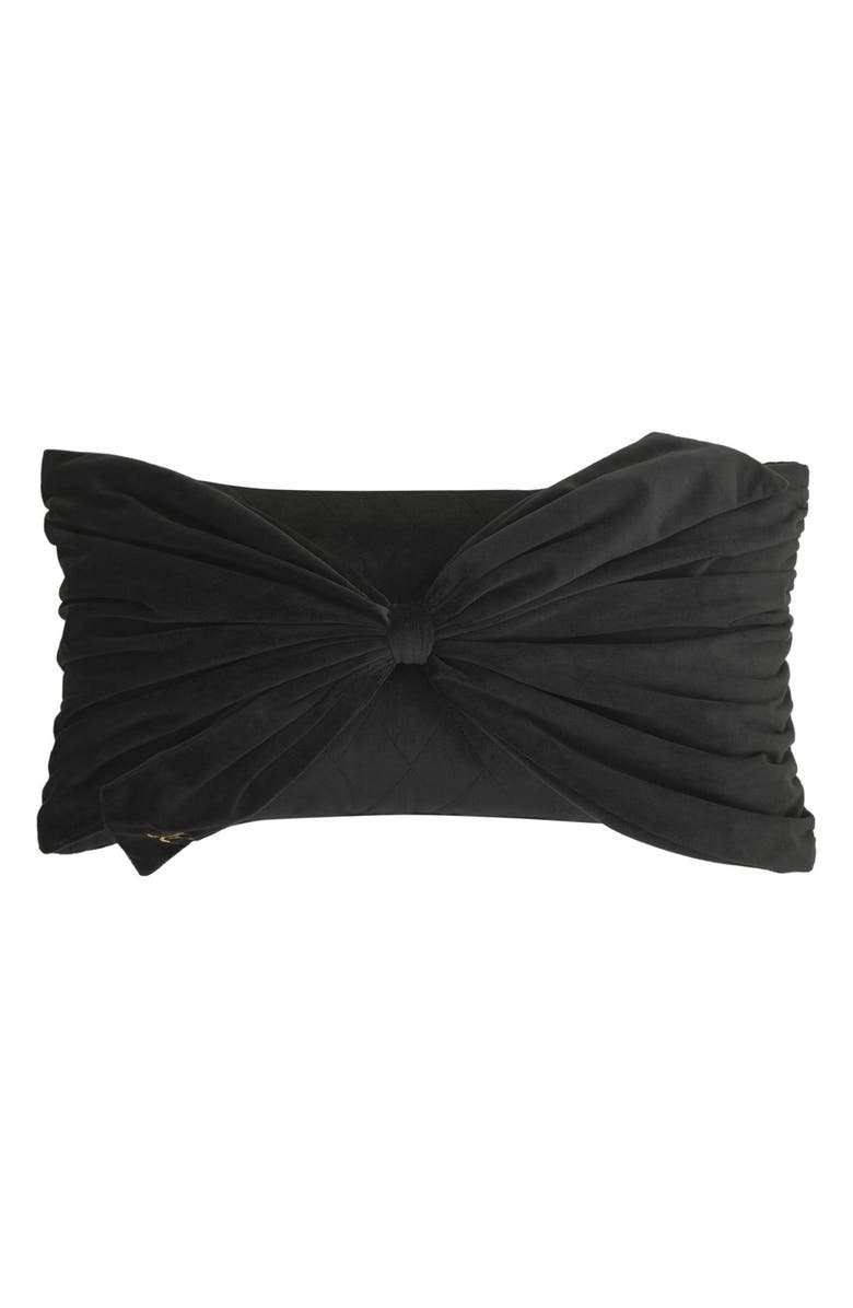 Juicy Couture Velvet Bow Accent Pillow, Main, color, Black