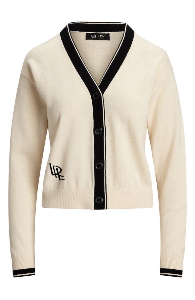 Lauren Ralph Lauren Two-Tone Cotton Blend Cardigan, Alternate, color, 