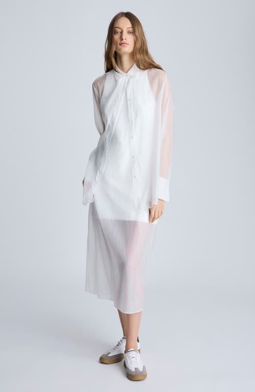 Shop Kenneth Cole Oversize Organza Button-up Shirt In Pure White