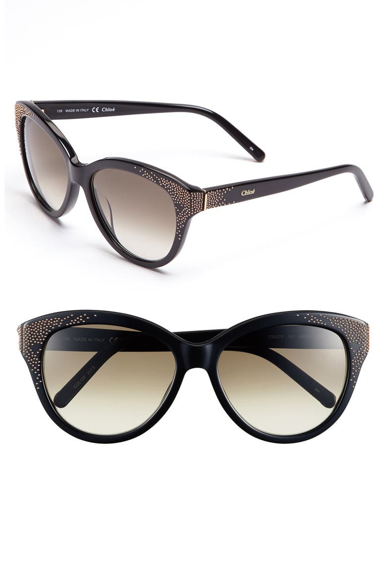 'Suzanna' 56mm Cat Eye Sunglasses, Main, color, BLACK