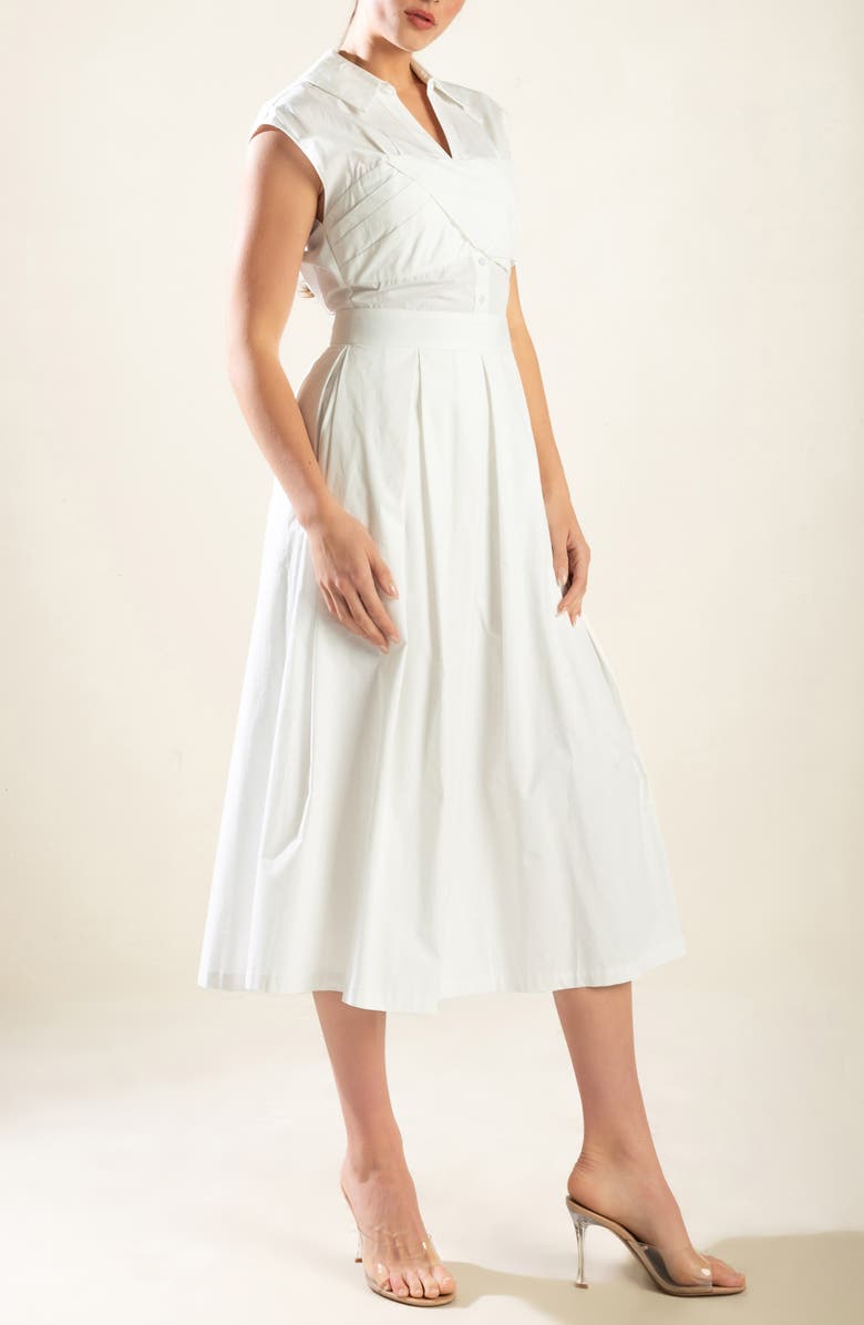 FREEMARKET Cap Sleeve Cotton Fit & Flare Shirtdress, Alternate, color, Off White