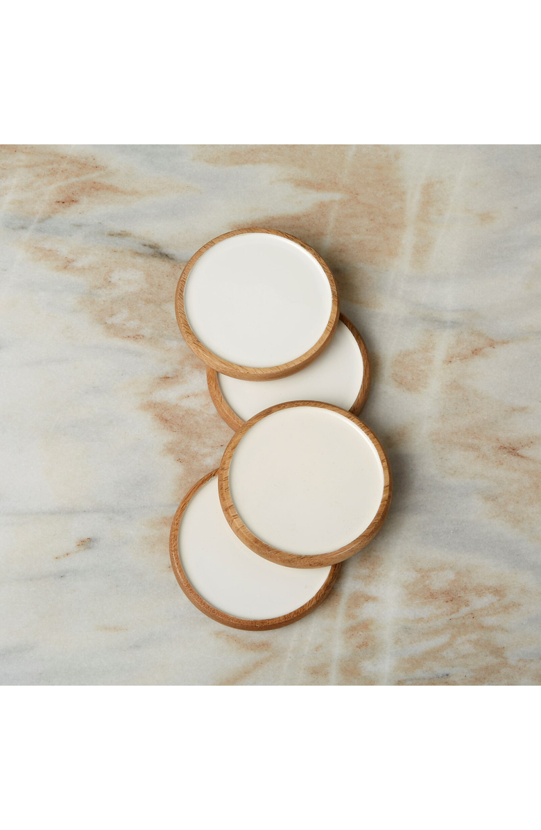 Be Home Madras Curva Round Coasters - Set of 4, Alternate, color, Natural