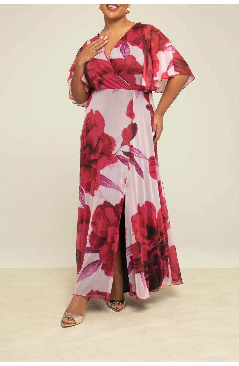 FASHION-SZN CURVE Elegant Flowing Floral Maxi Dress, Alternate, color, Pink