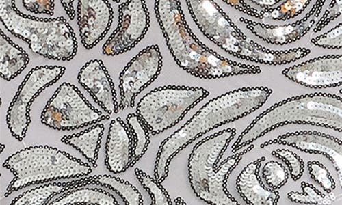 Dress The Population Laney Sequin Illusion Neck Column Gown In Multi