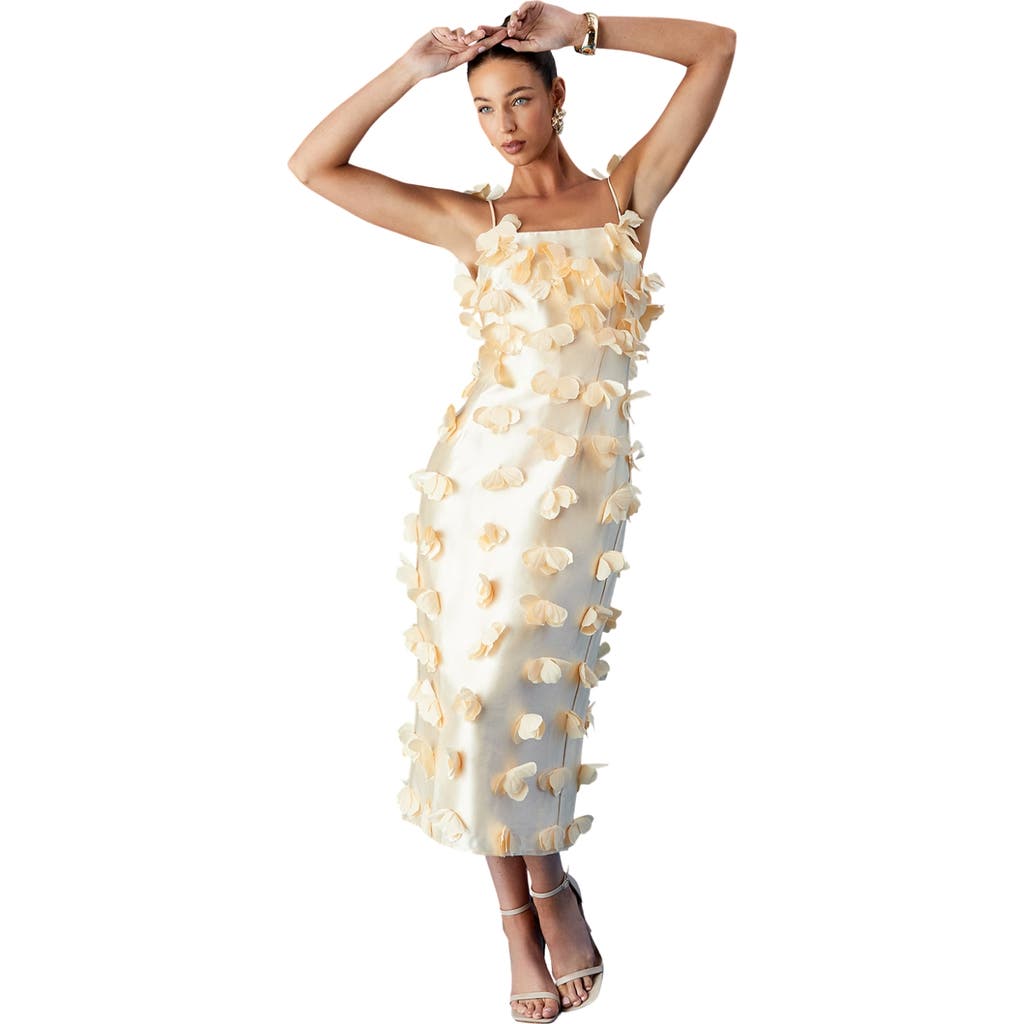Coast Strappy Satin 3d Floral Midi Dress In Multi