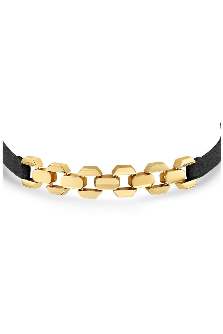 Men's Leather Cord Necklace, Main, color, BLACK