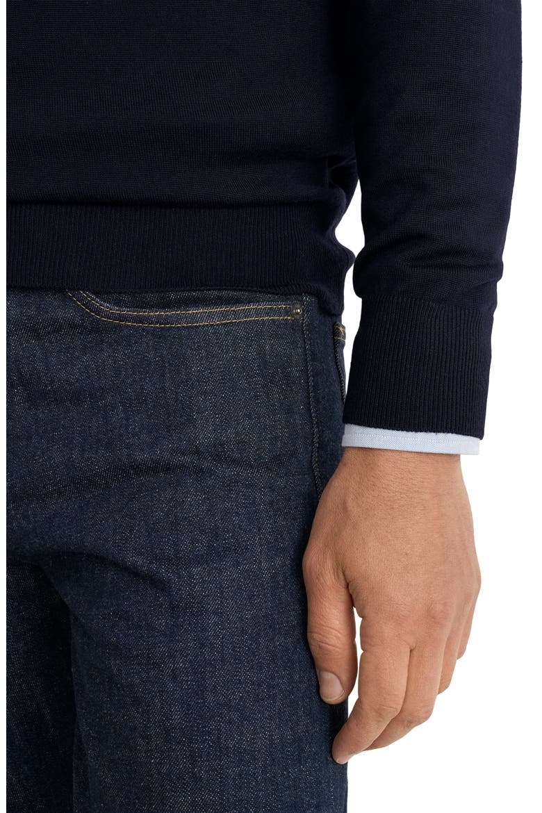 Merino Wool Quarter Zip Sweater, Alternate, color, NAVY