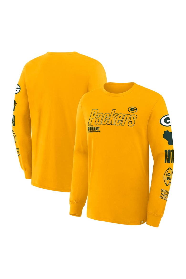 Men's Fanatics Gold Green Bay Packers Checkdown Pass Long Sleeve T-Shirt, Alternate, color, Gold