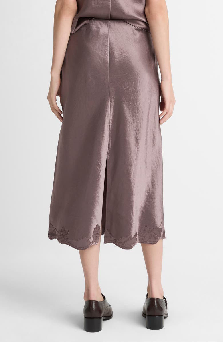 Vince Embroidered Satin Maxi Slip Skirt, Alternate, color, Smoky Berry