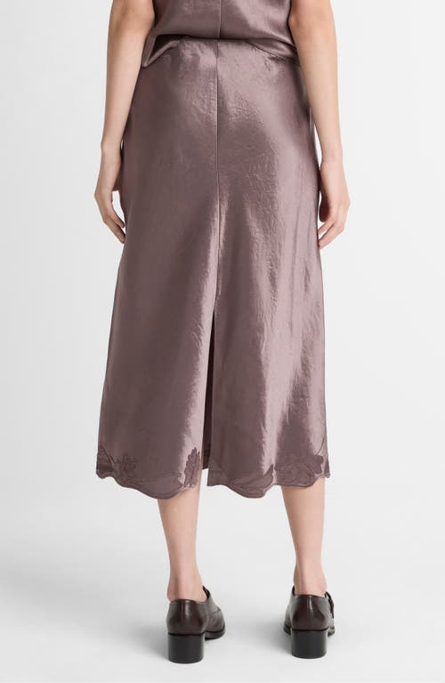 Vince Embroidered Satin Maxi Slip Skirt In Purple