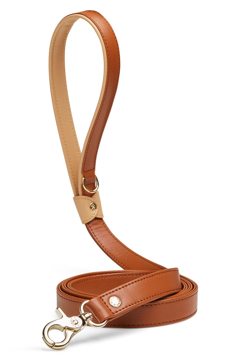 Tommy & Bella Signature Collection Leather Dog Leash, Alternate, color, BROWN/ LIGHT BROWN TRIM
