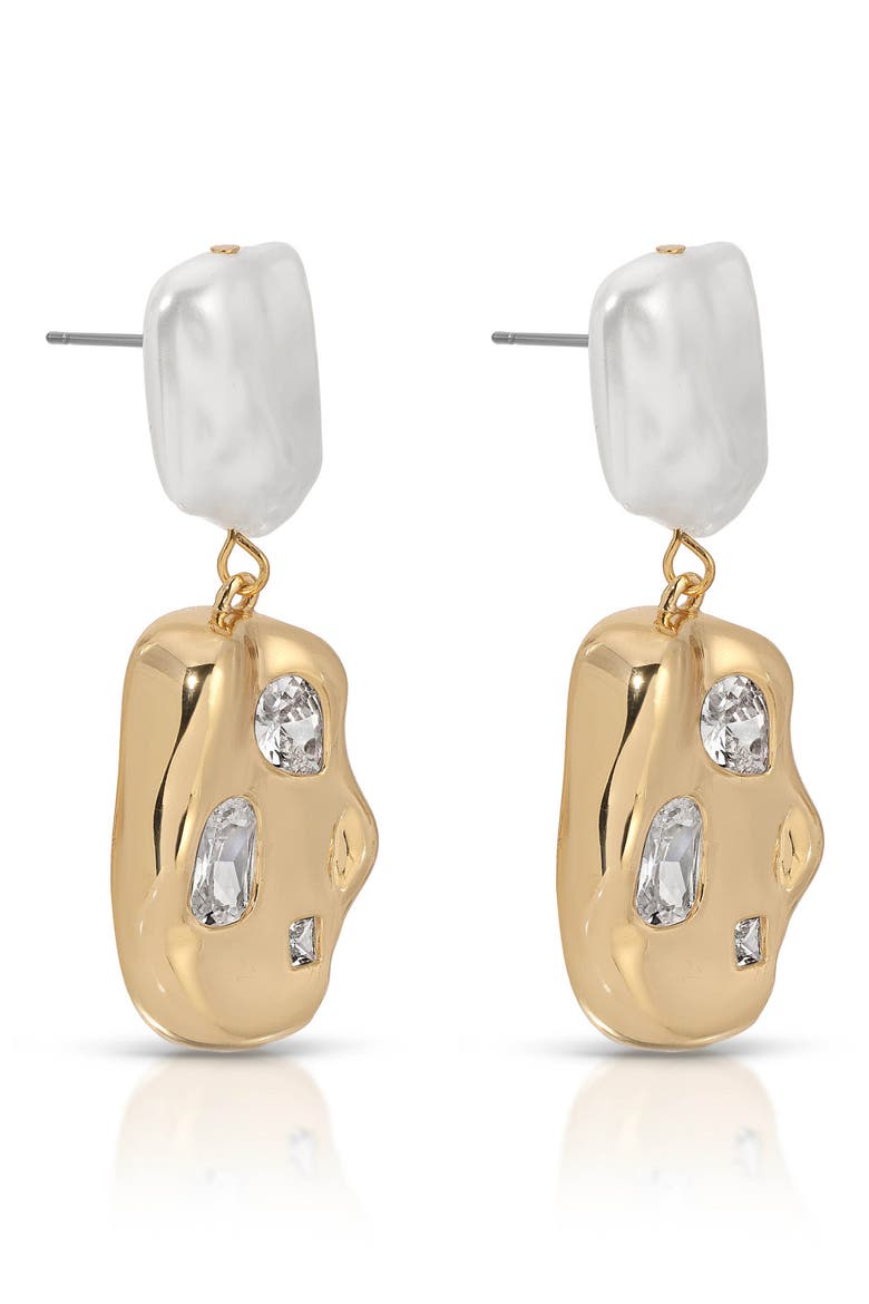 Crystal Nugget Drop Earrings, Alternate, color, GOLD