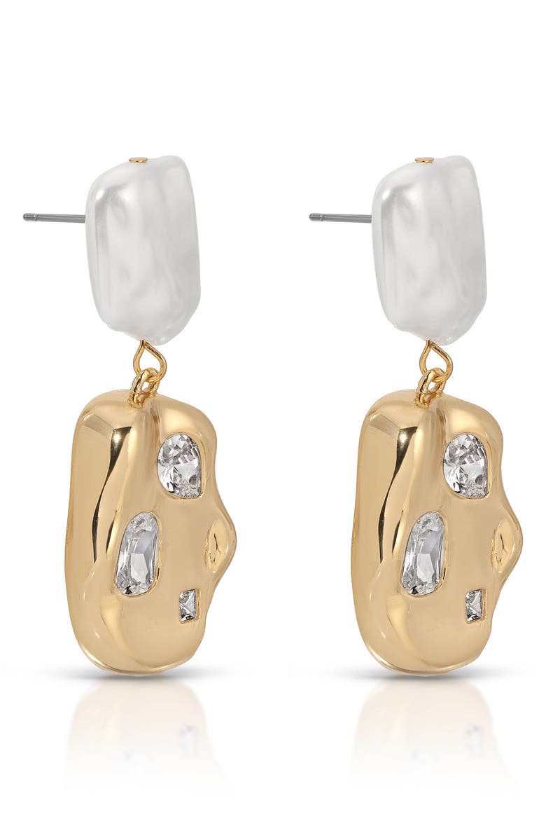 Ettika Crystal Nugget Drop Earrings, Alternate, color, Gold
