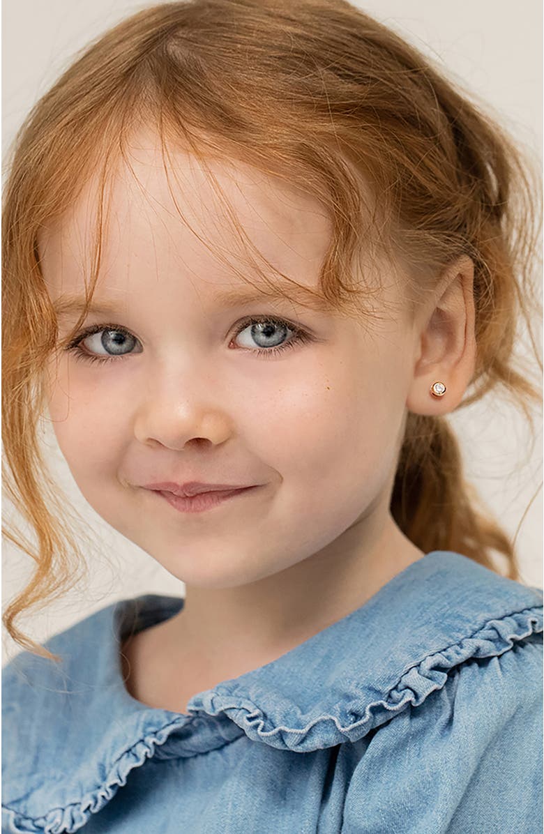 In Season Jewelry 14k Bezel Cubic Zirconia Earrings, Alternate, color, Gold