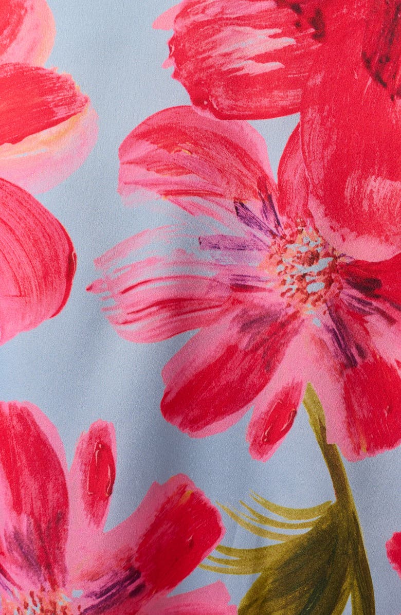 Adrianna Papell Floral Satin Crepe Halter Maxi Dress, Alternate, color, Blue/ Pink Multi