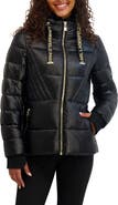 KARL LAGERFELD PARIS Logo Tape Belted Quilted Puffer Jacket