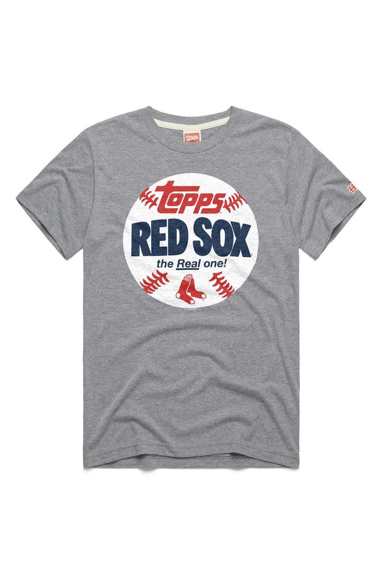 Men's Homage  Gray Boston Red Sox MLB x Topps Baseball The Real One Tri-Blend T-Shirt, Main, color, Gray