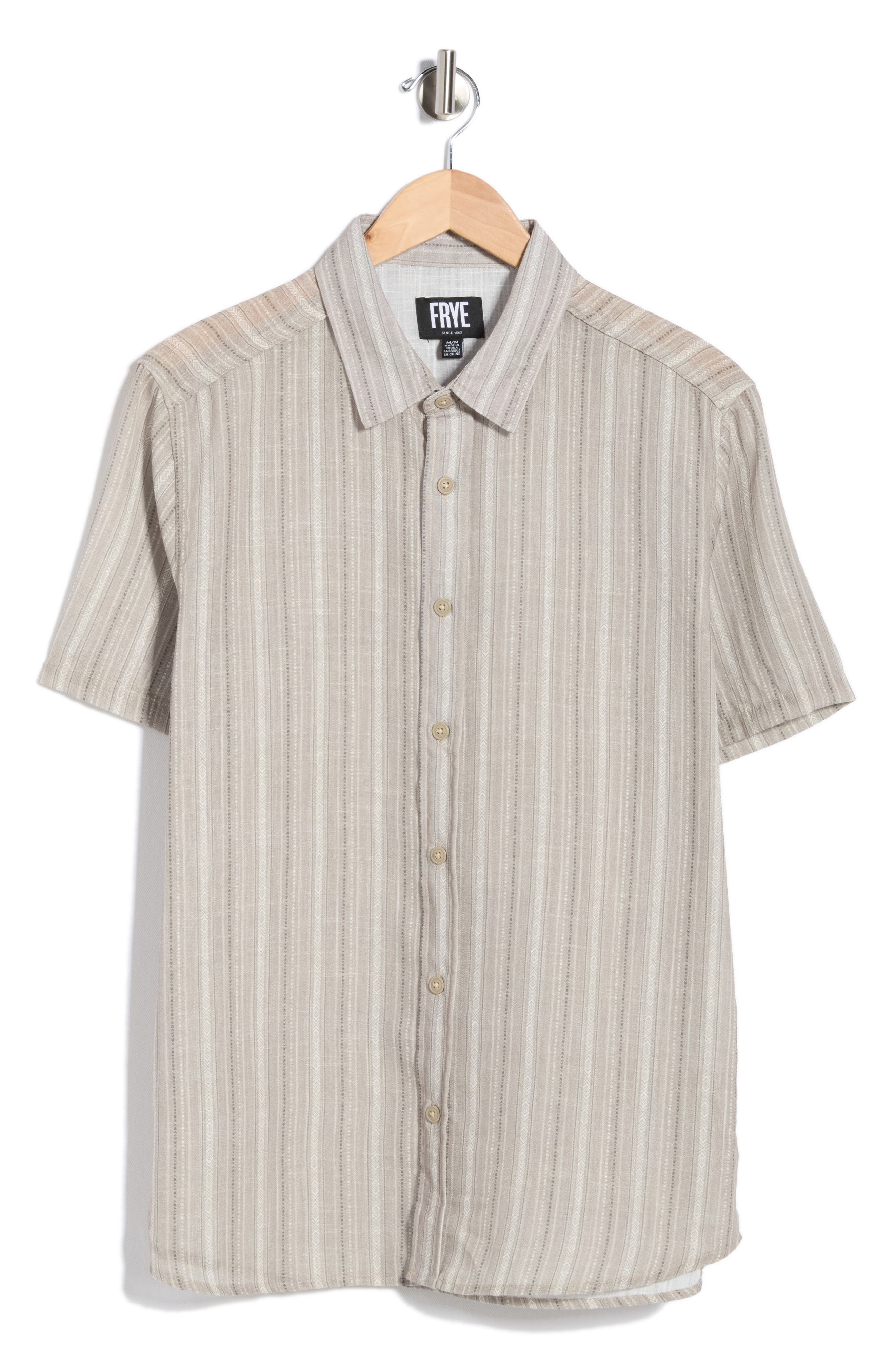 Frye Geometric Stripe Short Sleeve Button-Up Shirt