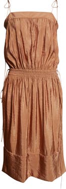 Saint Laurent Shirred Chiffon Satin Dress