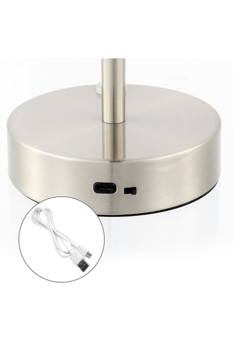 Xavier Modern Minimalist Iron Rechargeable Integrated Portable LED Table Lamp, Alternate, color, Nickel