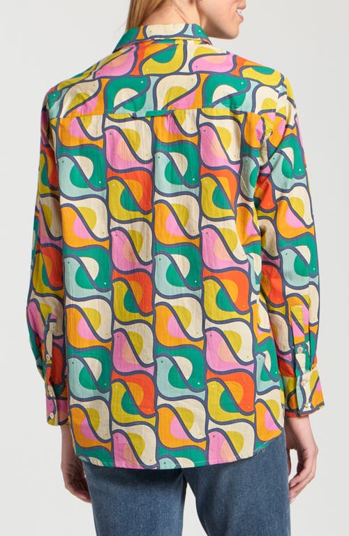Apny Boyfriend Poplin Button-up Shirt In Multi