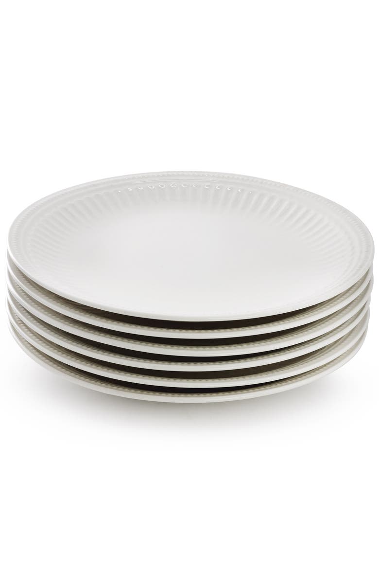 6 Piece Stoneware Dinner Plate Set, Alternate, color, White