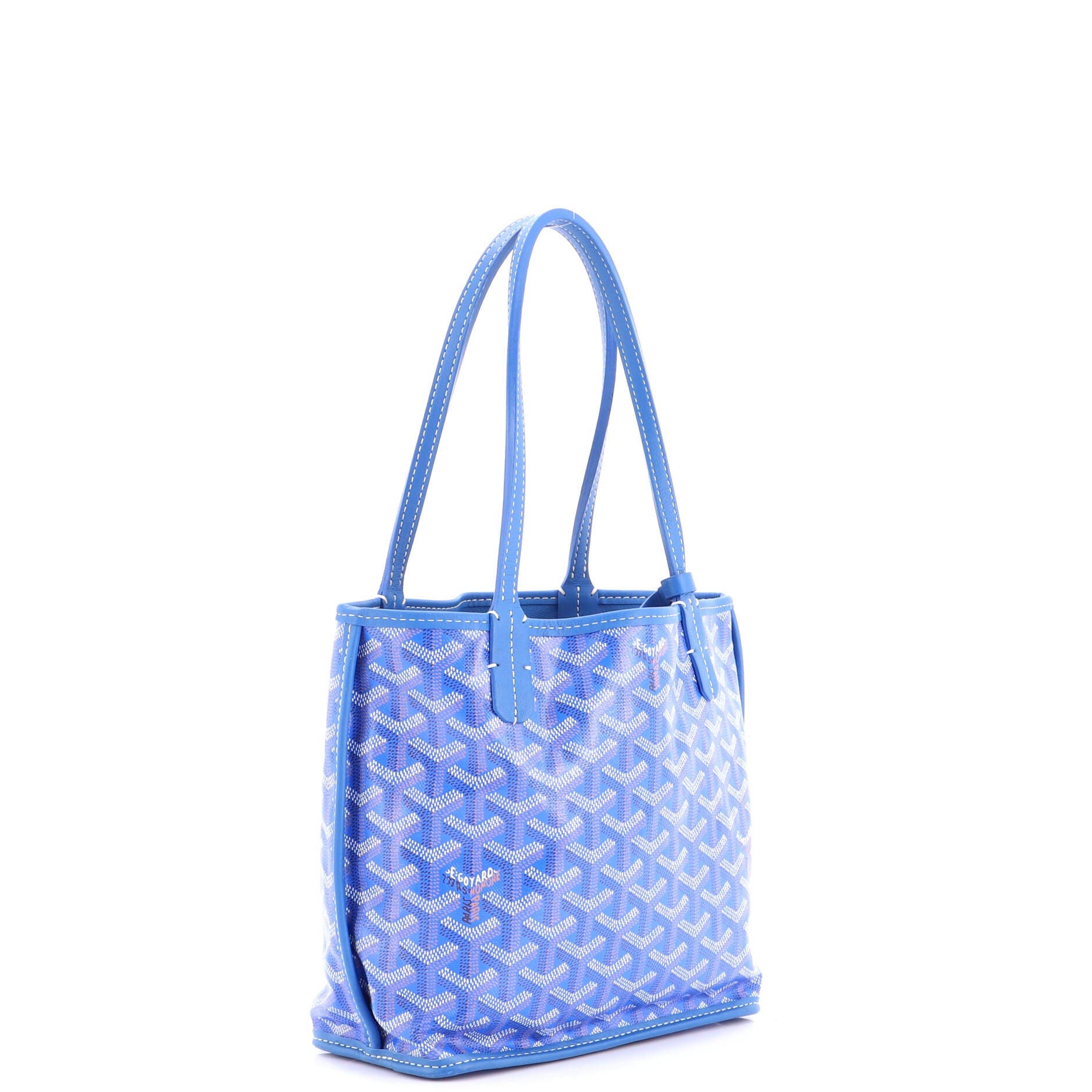 Pre-Owned Goyard Anjou Reversible Tote Coated Canvas Mini, Alternate, color, Blue