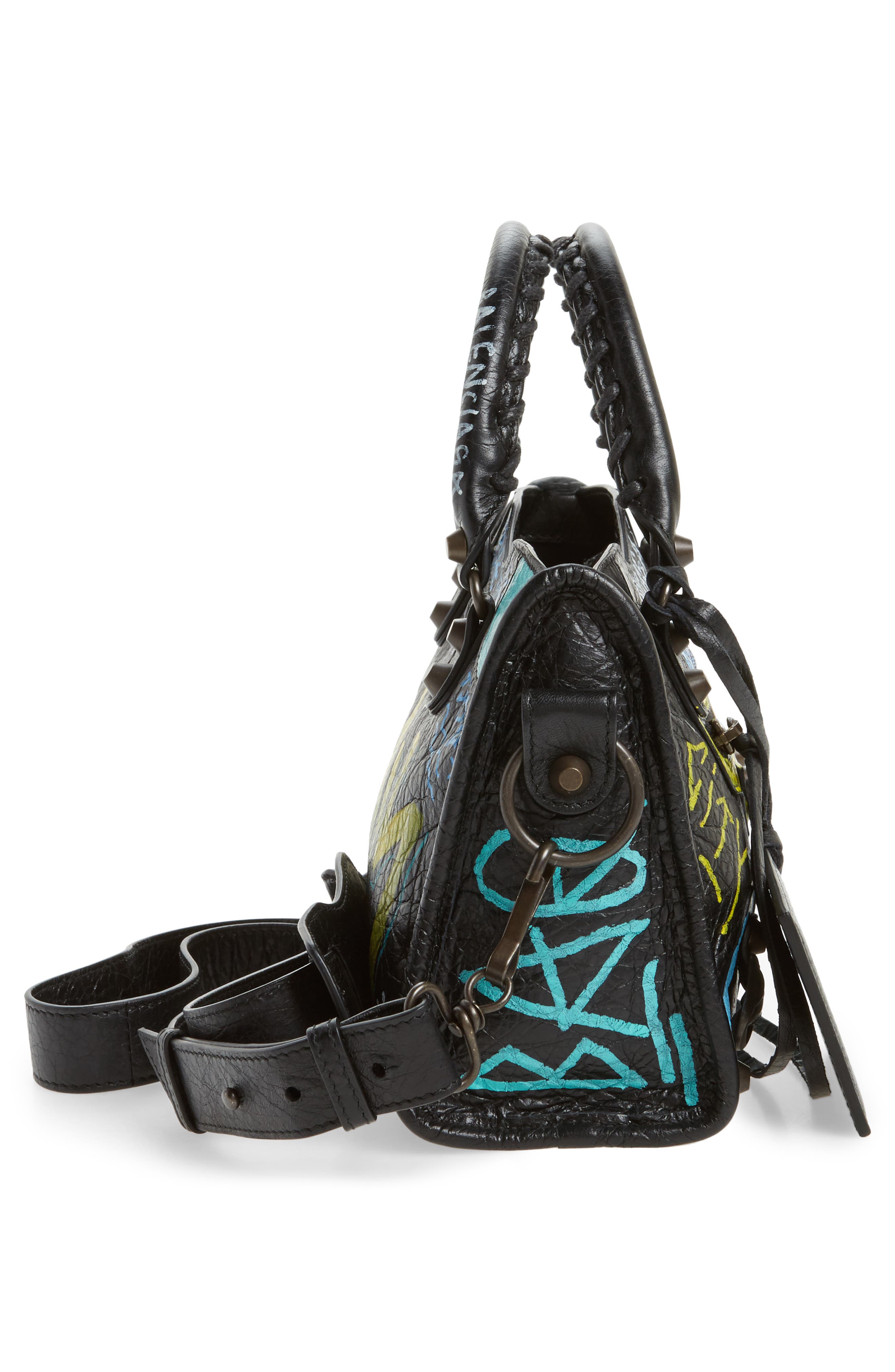 Balenciaga Mini City Graffiti Leather Tote, Alternate, color, 