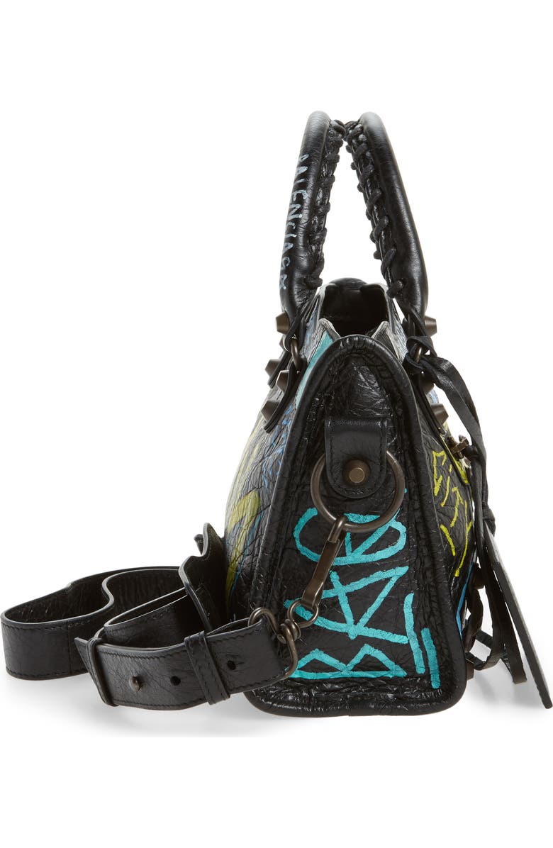 Balenciaga Mini City Graffiti Leather Tote, Alternate, color,