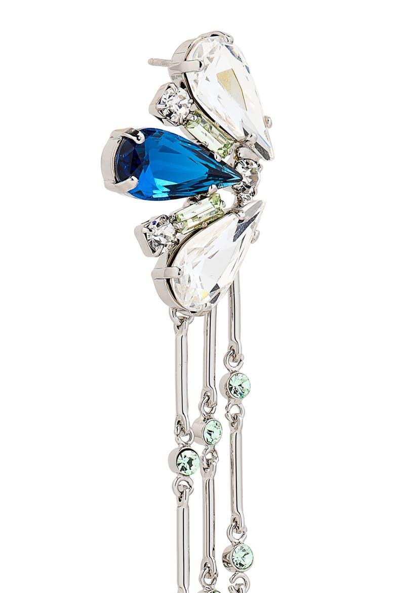 Crystal Linear Drop Earrings, Alternate, color, SILVER / BLUE STRASS
