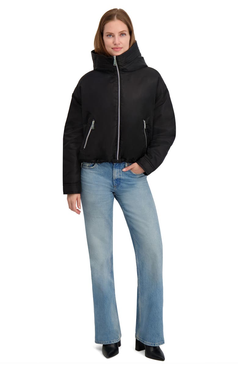 Laundry by Shelli Segal Faux Shearling Lined Hooded Jacket, Alternate, color, Black