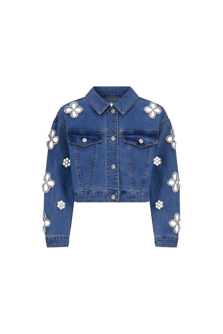 Kaia Pearl Jean Jacket, Alternate, color, MEDIUM BLUE