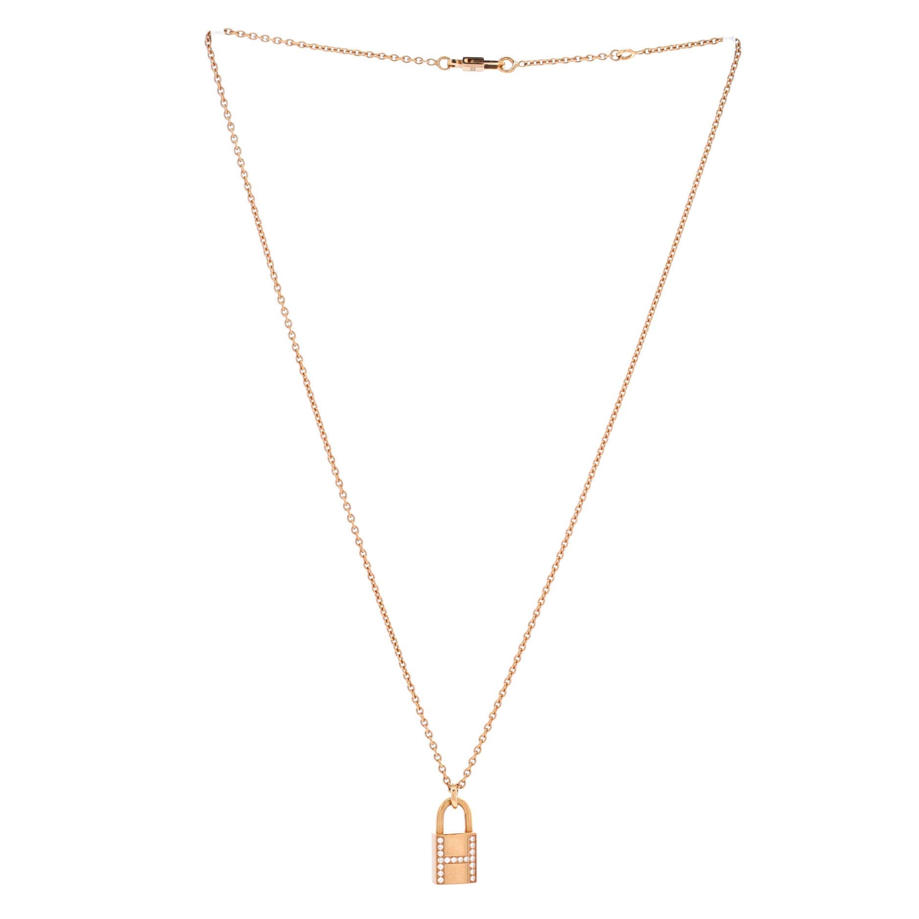 Amulettes Cadenas Pendant Necklace 18K Rose Gold with Diamonds, Alternate, color, Metallic Gold