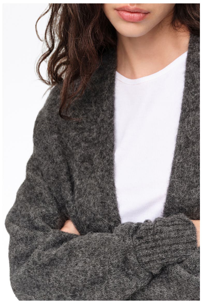 Long Alpaca Blend Cardigan, Alternate, color, DARK GREY MELANGE