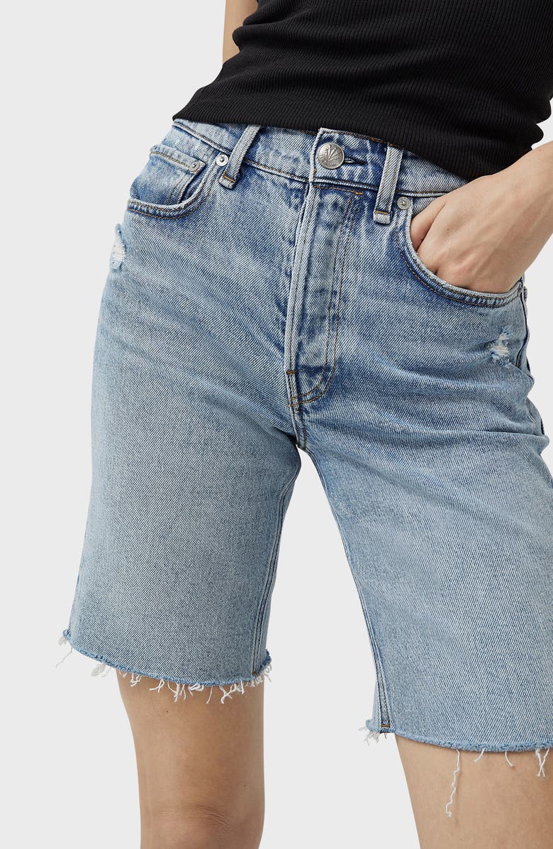 Raw Hem Denim Bermuda Shorts
