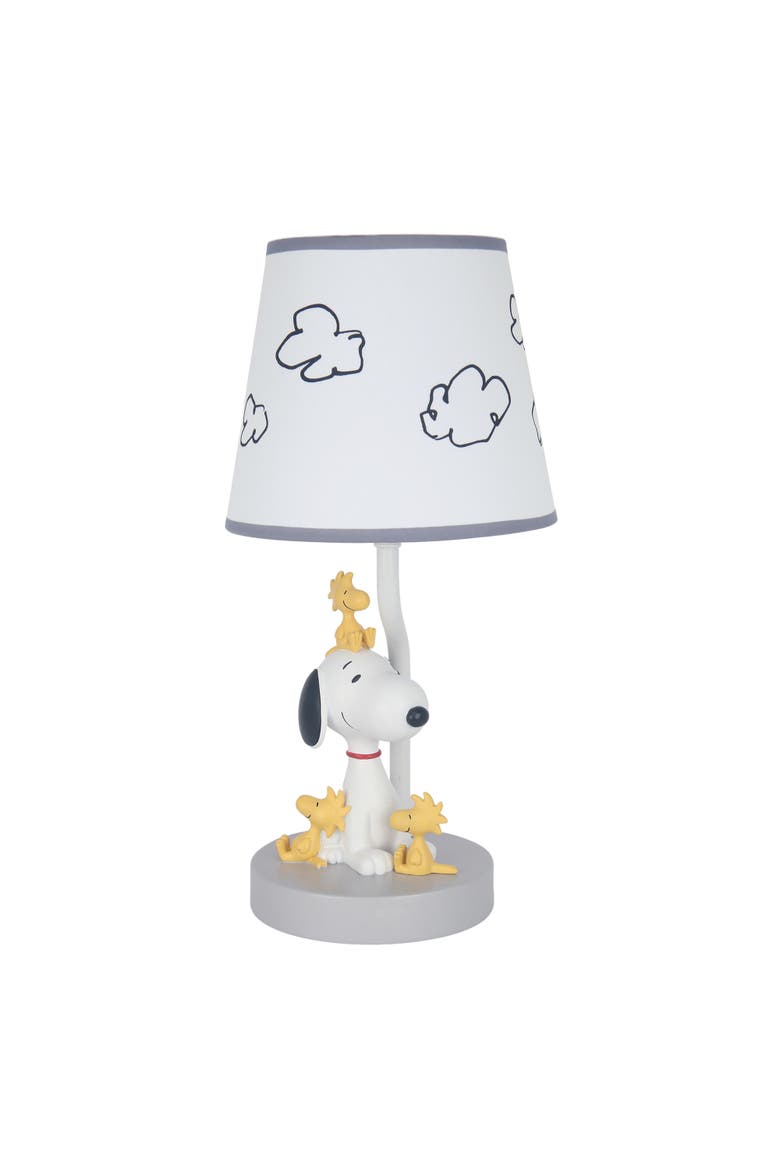 Classic Snoopy & Friends Nursery Lamp with Shade & Bulb, Alternate, color, White