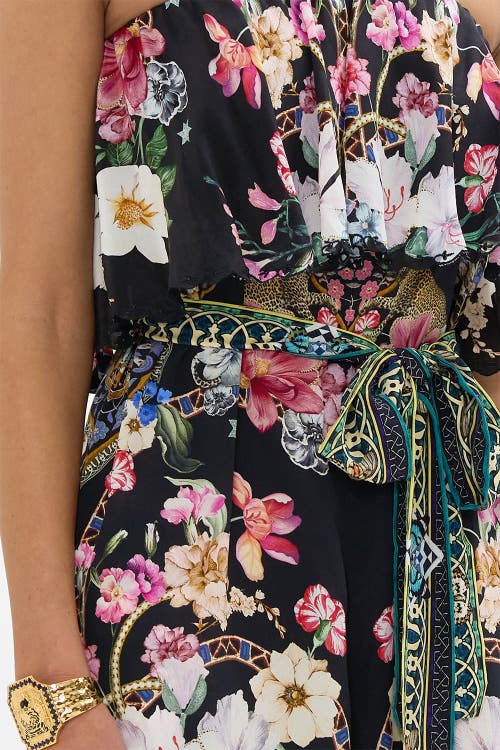 Camilla Strapless Embellished Printed Silk Crepe De Chine Jumpsuit In Midnight In Monserrate