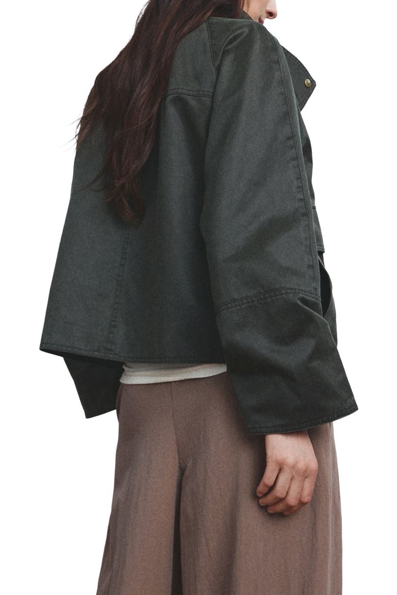 Funnel Neck Cotton Blend Jacket, Alternate, color, KHAKI GREEN