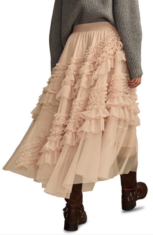 Lucky Brand Asymmetric Tiered Tulle Midi Skirt In Animal Print