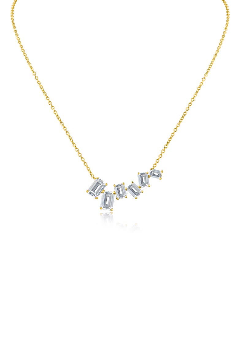 Scattered Emerald Cut Cubic Zirconia Pendant Necklace, Main, color, CLEAR GOLD
