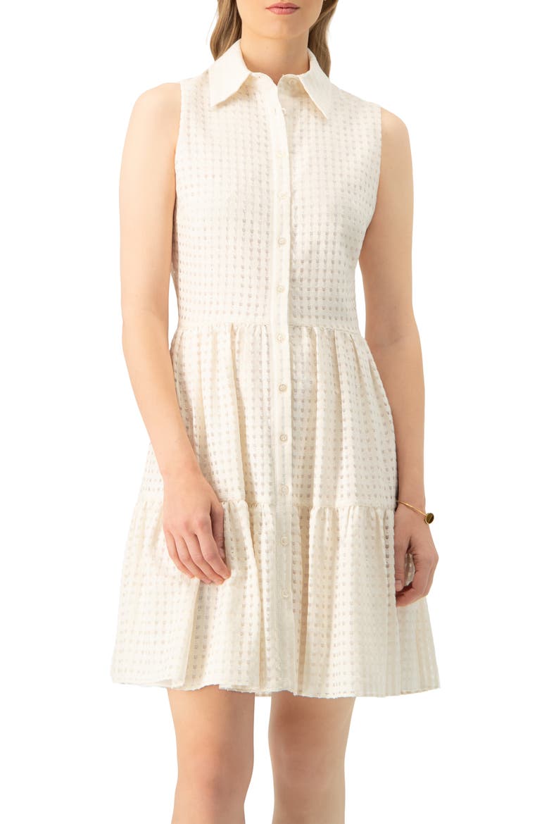 Button-Up Sleeveless A-Line Knit Dress, Main, color, Ivory
