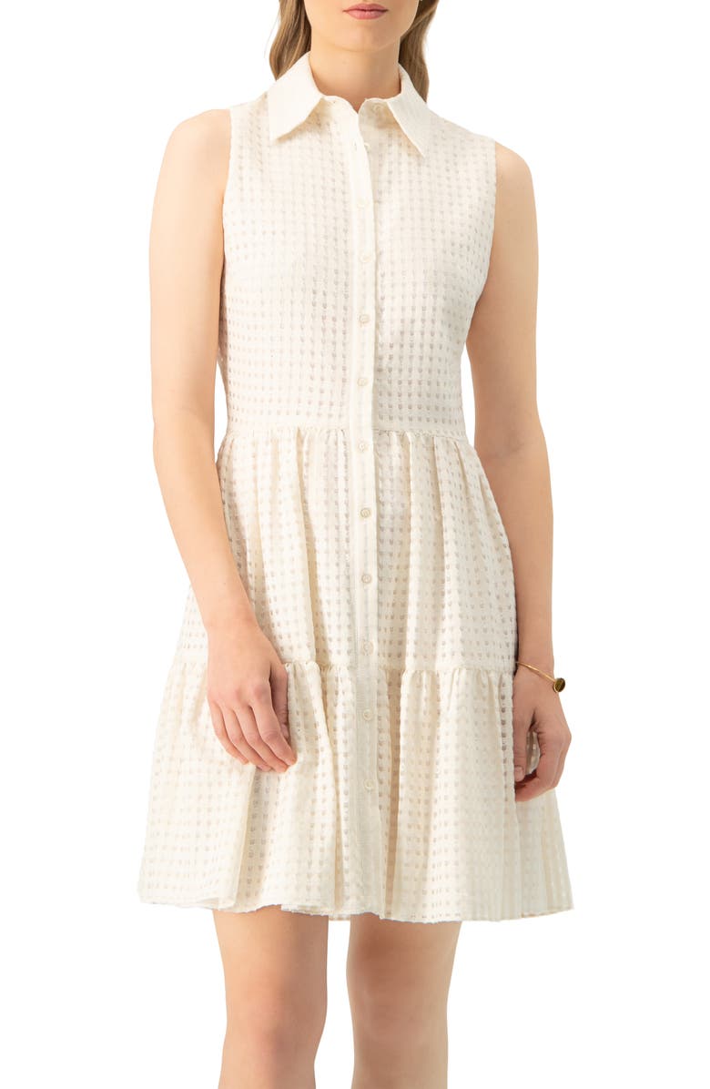 IVONNE Button-Up Sleeveless A-Line Knit Dress, Main, color, Ivory