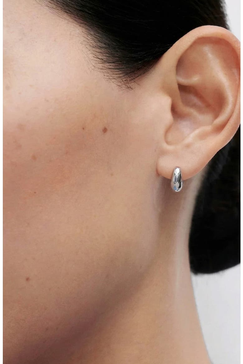 Aalto Mini Hammered Hoop Earrings, Alternate, color, Silver