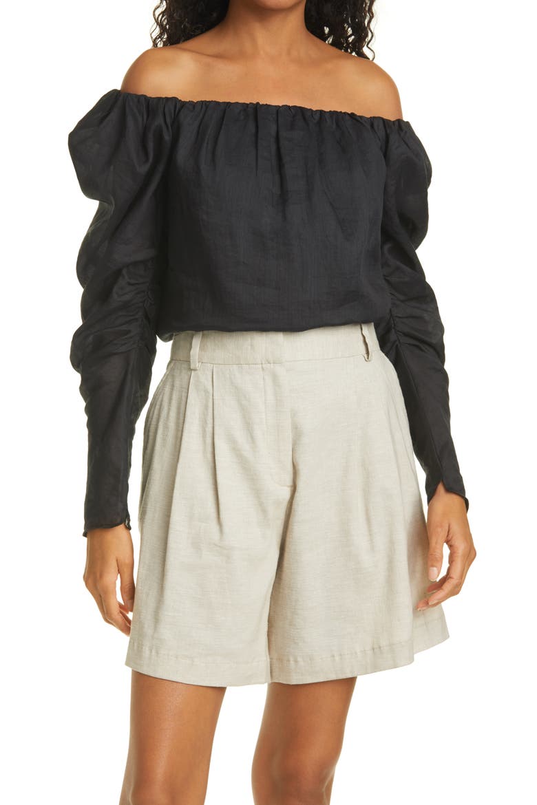 Billow Off the Shoulder Top, Main, color, NOIR