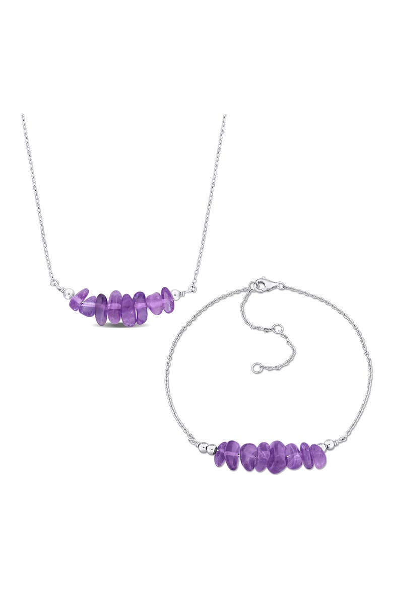 Amethyst Beaded Necklace & Bracelet Set, Main, color, PURPLE