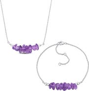 DELMAR Amethyst Beaded Necklace & Bracelet Set