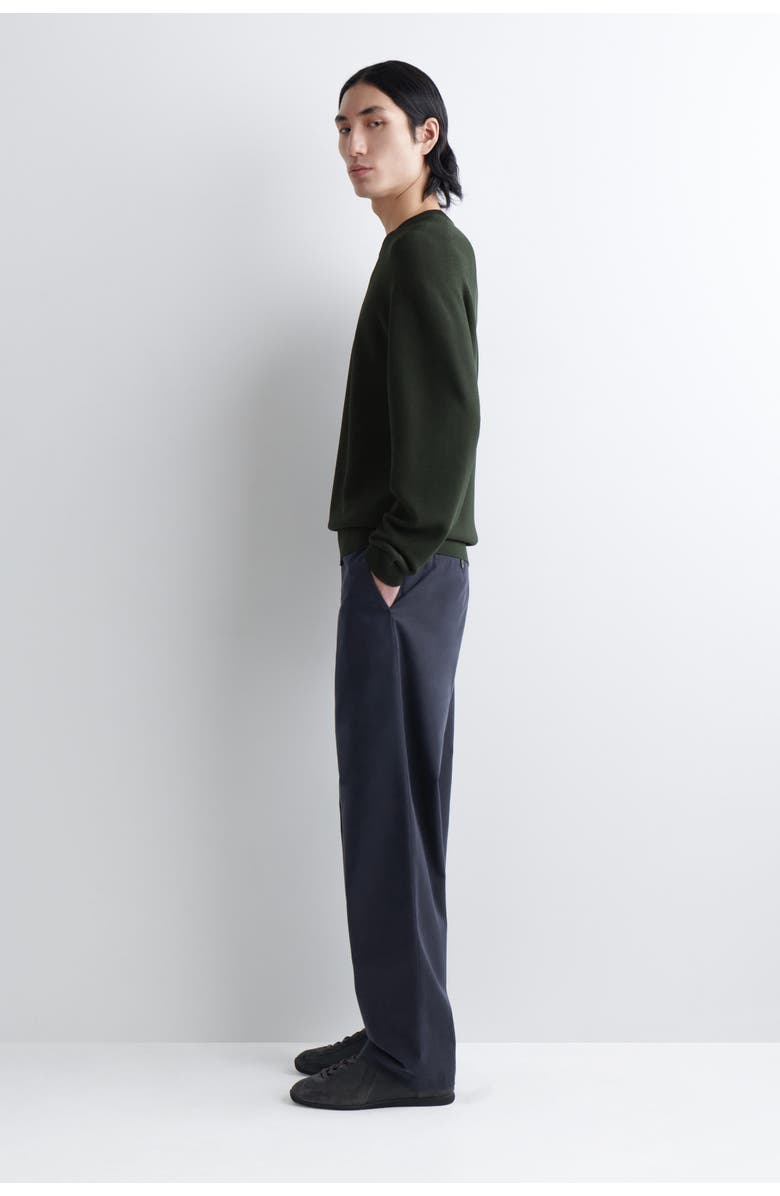 COS Contrast-Tipped Crew-Neck Sweater, Alternate, color, Green / Black